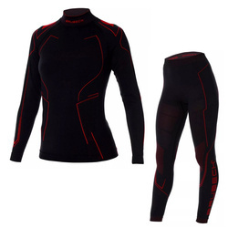 komplet bielizny termoaktywnej BRUBECK Cooler Lady czarny - czerwony